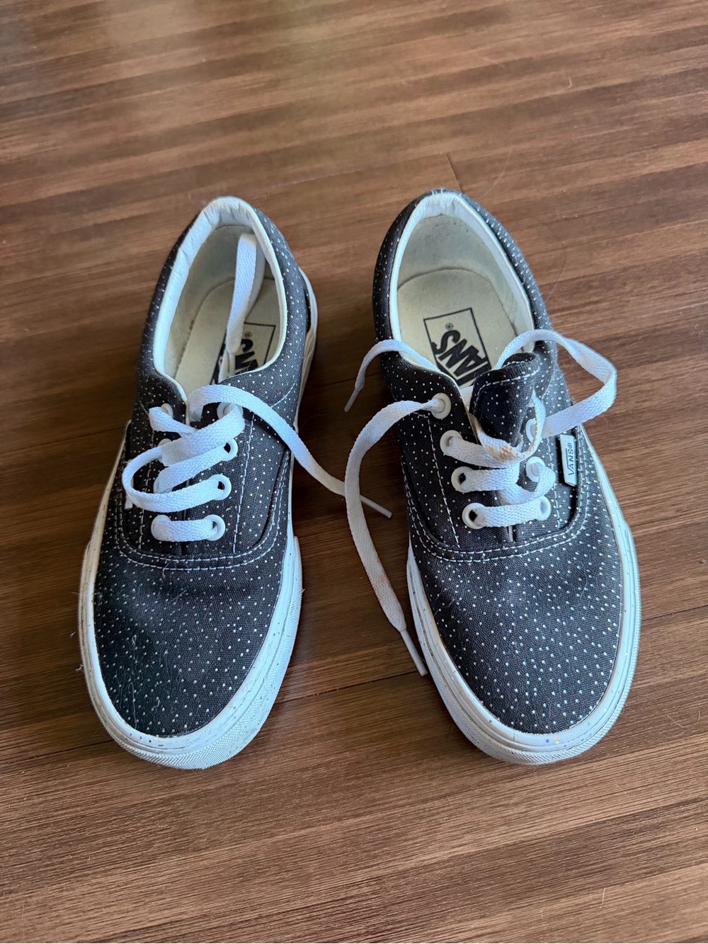 Vans Black Canvas Sneakers with White Polka Dots